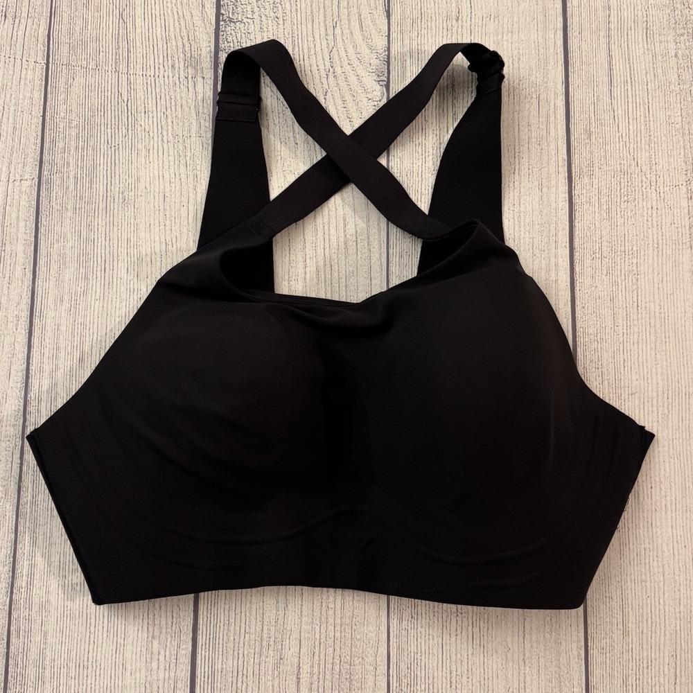 Gymshark Women's Black High Support Sports Bra Cross Back Adjustable Size Large
